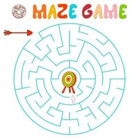 Maze puzzle game for children. Maze or labyrinth game with arrow and target. vector