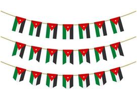 Jordan flag on the ropes on white background. Set of Patriotic bunting flags. Bunting decoration of Jordan flag vector