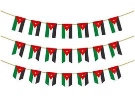 Jordan flag on the ropes on white background. Set of Patriotic bunting flags. Bunting decoration of Jordan flag vector