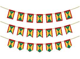 Grenada flag on the ropes on white background. Set of Patriotic bunting flags. Bunting decoration of Grenada flag vector