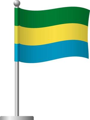 Gabon flag on pole icon