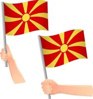 macedonia, bandera, en, mano, icono vector