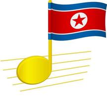 bandera de corea del norte y nota musical vector