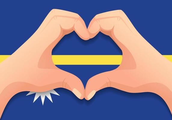Nauru flag and hand heart shape