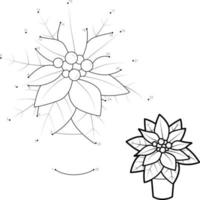 Dot to dot Christmas puzzle for children. Connect dots game. Christmas Poinsettia vector