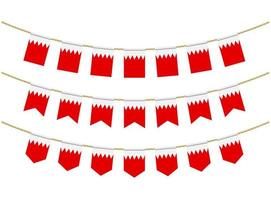 Bahrain flag on the ropes on white background. Set of Patriotic bunting flags. Bunting decoration of Bahrain flag vector