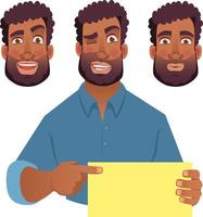 African man holding blank card vector