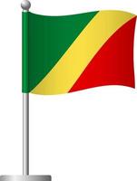 Congo flag on pole icon vector