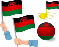 Malawi flag icon set vector