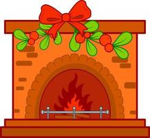 Christmas cartoons clip art. Fireplace vector illustration