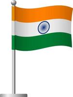 India flag on pole icon vector