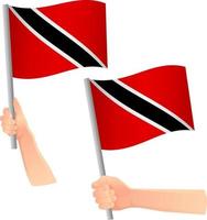 trinidad y tobago, bandera, en, mano, icono vector