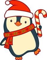 imágenes prediseñadas de dibujos animados de navidad. ilustración de vector de pingüino de navidad