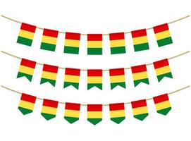 Guinea flag on the ropes on white background. Set of Patriotic bunting flags. Bunting decoration of Guinea flag vector