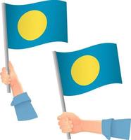 Palau flag in hand icon vector