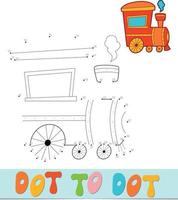 Dot to dot puzzle. Connect dots game. locomotive vector illustration