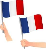 francia, bandera, en, mano, icono vector
