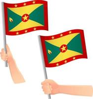 Grenada flag in hand icon vector