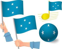 Micronesia flag icon set vector