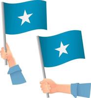 somalia, bandera, en, mano, icono vector