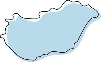 Stylized simple outline map of Hungary icon. Blue sketch map of Hungary vector illustration