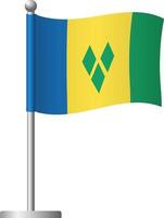 Saint Vincent and the Grenadines flag on pole icon vector