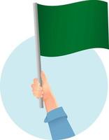 icono de bandera verde en la mano vector