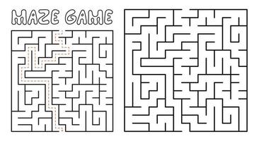 Maze game for kids. Complex Maze puzzle with solution vector