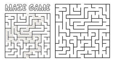 Maze game for kids. Complex Maze puzzle with solution vector