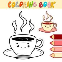 Coloring book or page for kids. cup black and white vector