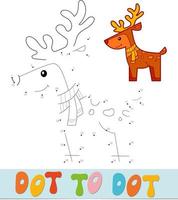 Dot to dot Christmas puzzle. Connect dots game. Deer vector illustration