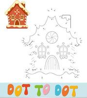 Dot to dot Christmas puzzle. Connect dots game. Gingerbread house vector illustration