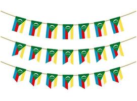 Comoros flag on the ropes on white background. Set of Patriotic bunting flags. Bunting decoration of Comoros flag vector