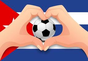 Cuba soccer ball and hand heart shape vector