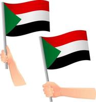 sudan flag in hand icon vector