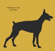 Template for laser cutting, wood carving, paper cut. Doberman Dog silhouettes for cutting. Dog vector stencil.