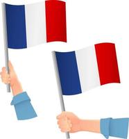 francia, bandera, en, mano, icono vector