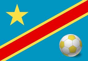 república democrática del congo bandera y balón de fútbol vector