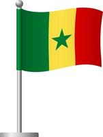 Senegal flag on pole icon vector