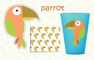 animals set - parrot vector