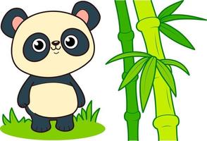 linda caricatura de panda. bambú, imágenes prediseñadas de panda vector