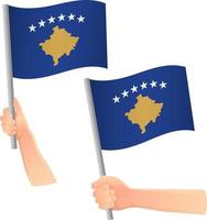 icono de la bandera de kosovo en la mano vector