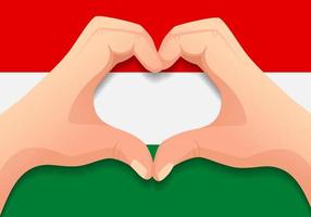 Hungary flag and hand heart shape vector