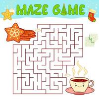 Christmas Maze puzzle game for children. Maze or labyrinth game with Christmas cookie. vector