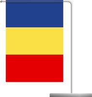 Romania flag on pole icon vector