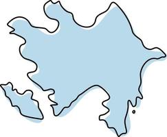 Stylized simple outline map of Azerbaijan icon. Blue sketch map of Azerbaijan vector illustration