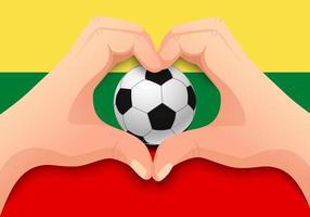 pelota de fútbol de lituania y forma de corazón de mano vector