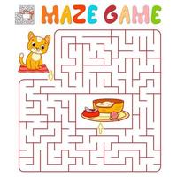 Maze puzzle game for children. Maze or labyrinth game with cat. vector