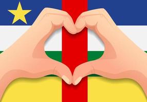 Central African Republic flag and hand heart shape vector