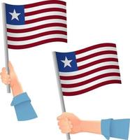 Liberia flag in hand icon vector